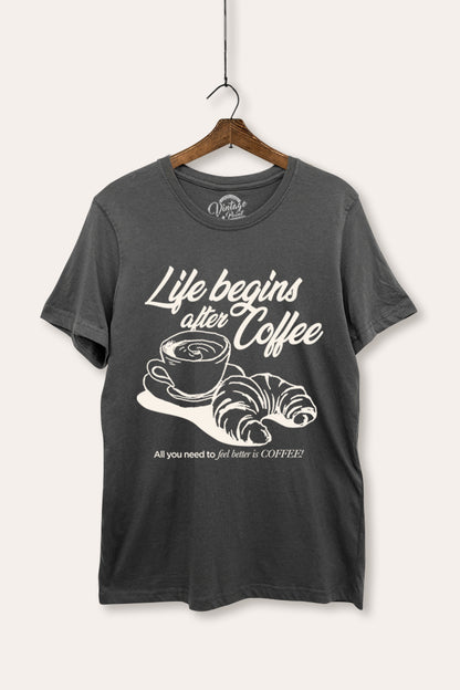 Coffee & Croissant Life Graphic Women's Basic Casual Tee