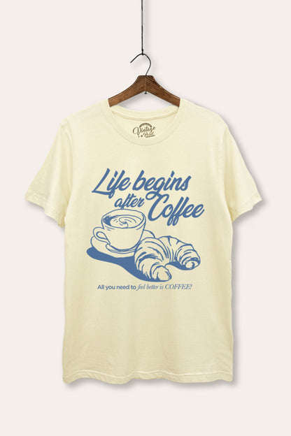 Coffee & Croissant Life Graphic Women's Basic Casual Tee