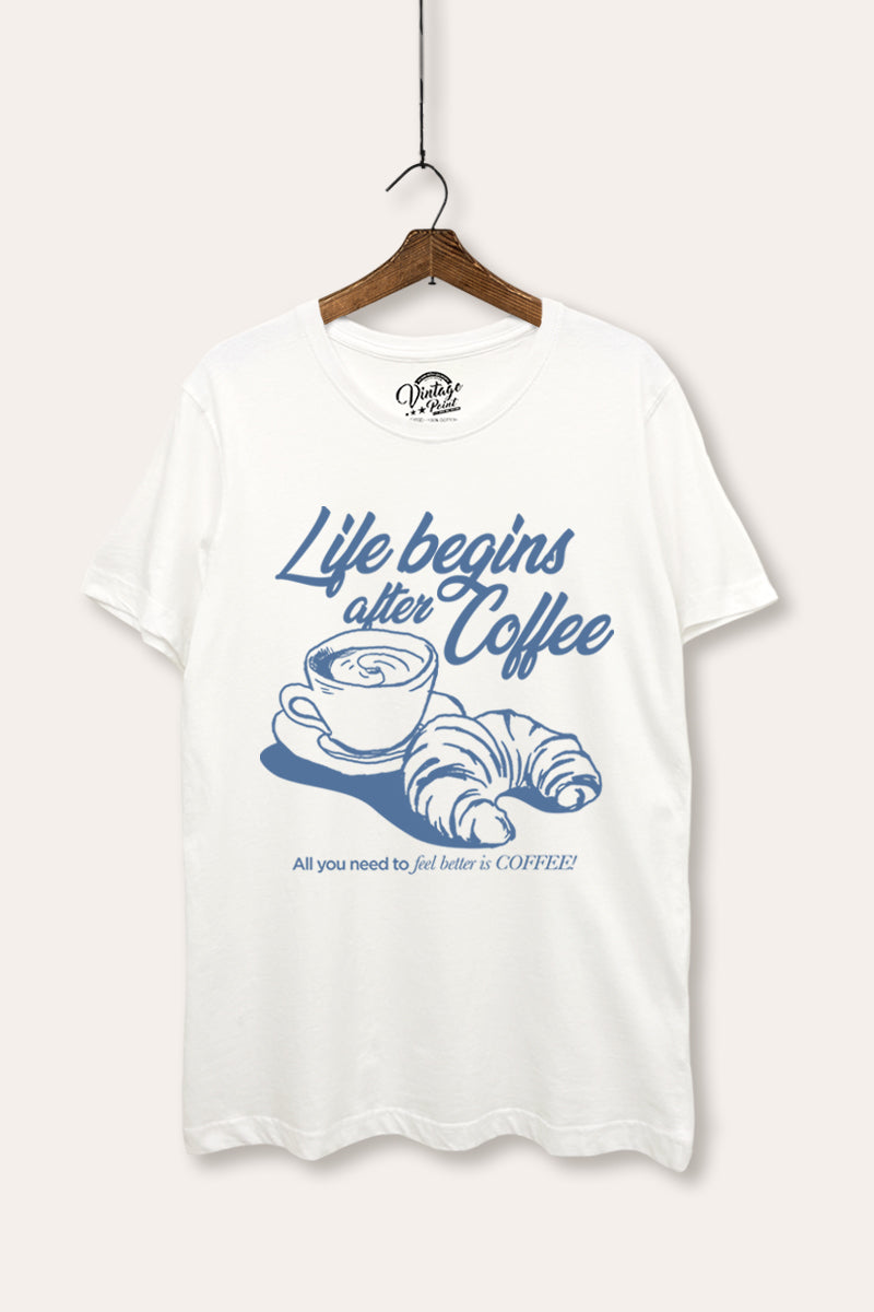 coffee & croissant women's basic graphic tee