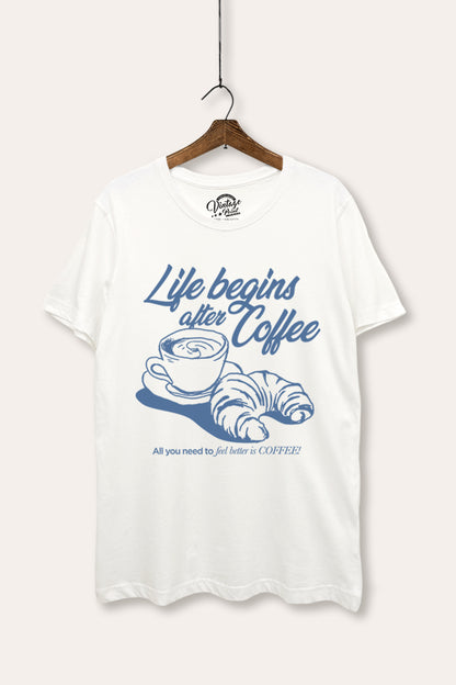 Coffee & Croissant Life Graphic Women's Basic Casual Tee