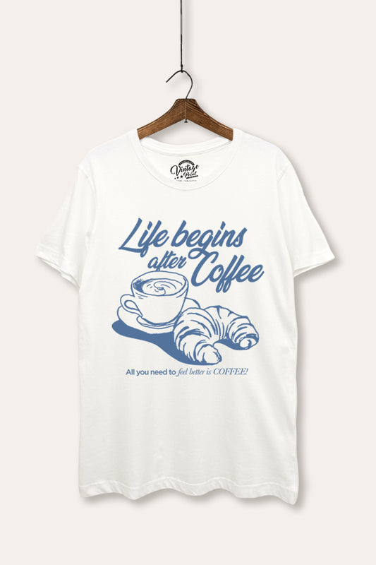 Coffee & Croissant Life Graphic Women's Basic Casual Tee