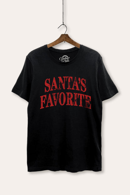 Santa's Favorite Stacked Graphic Women's Basic Casual Tee