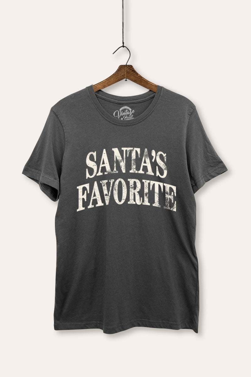 "santa's favorite" stacked graphic women's basic tee