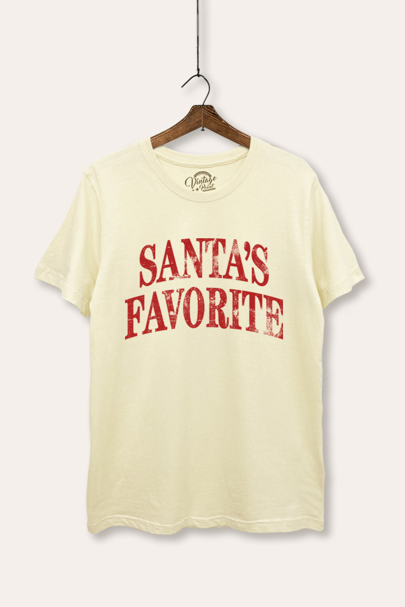 "santa's favorite" stacked graphic women's basic tee