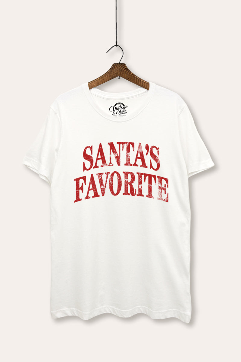 "santa's favorite" stacked graphic women's basic tee