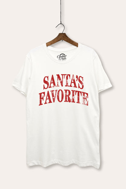 Santa's Favorite Stacked Graphic Women's Basic Casual Tee