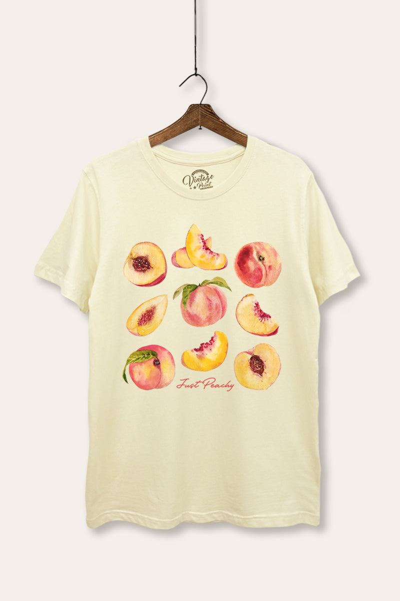 Just Peachy Fruit Graphic Women's Basic Casual Tee