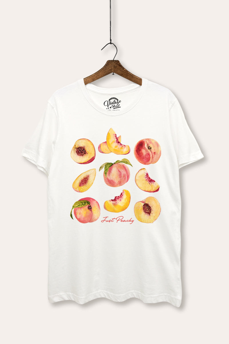 Just Peachy Fruit Graphic Women's Basic Casual Tee