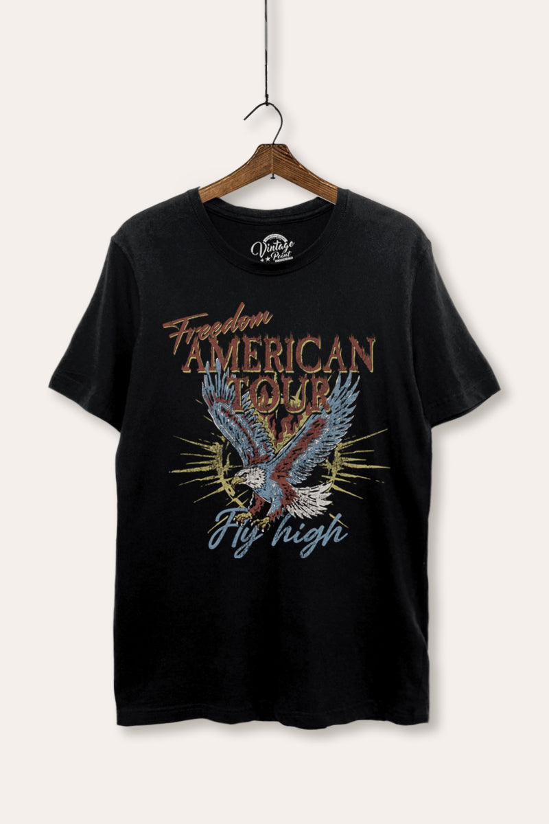 bald eagle "freedom" graphic women's casual basic tee