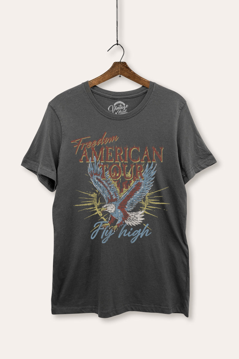 bald eagle "freedom" graphic women's casual basic tee