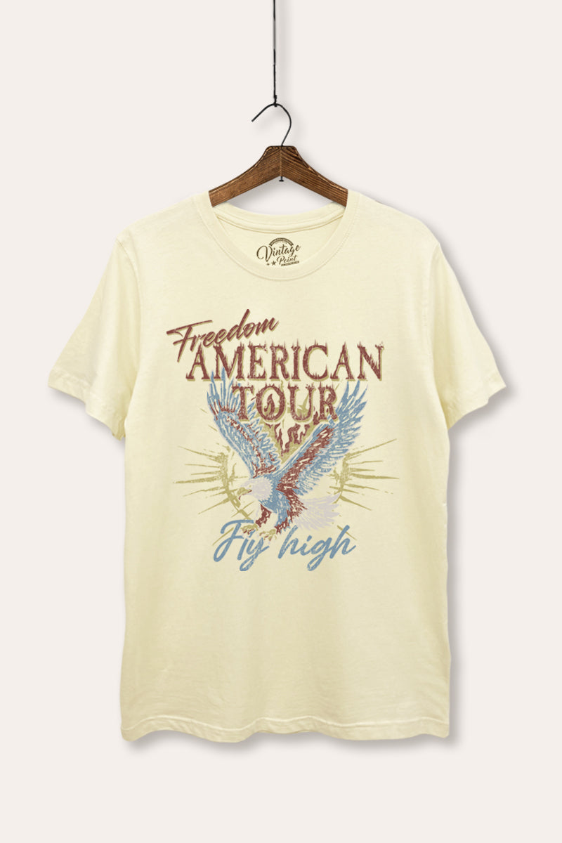 bald eagle "freedom" graphic women's casual basic tee