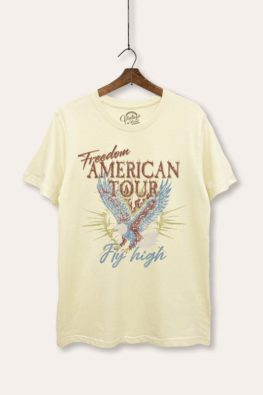 bald eagle "freedom" graphic women's casual basic tee
