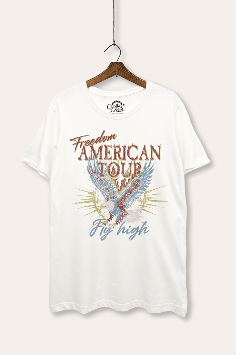 bald eagle "freedom" graphic women's casual basic tee