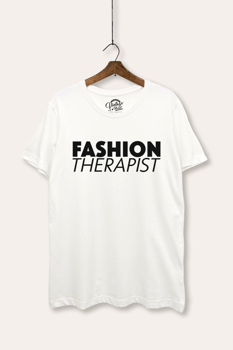 "fashion therapist" women's basic graphic tee