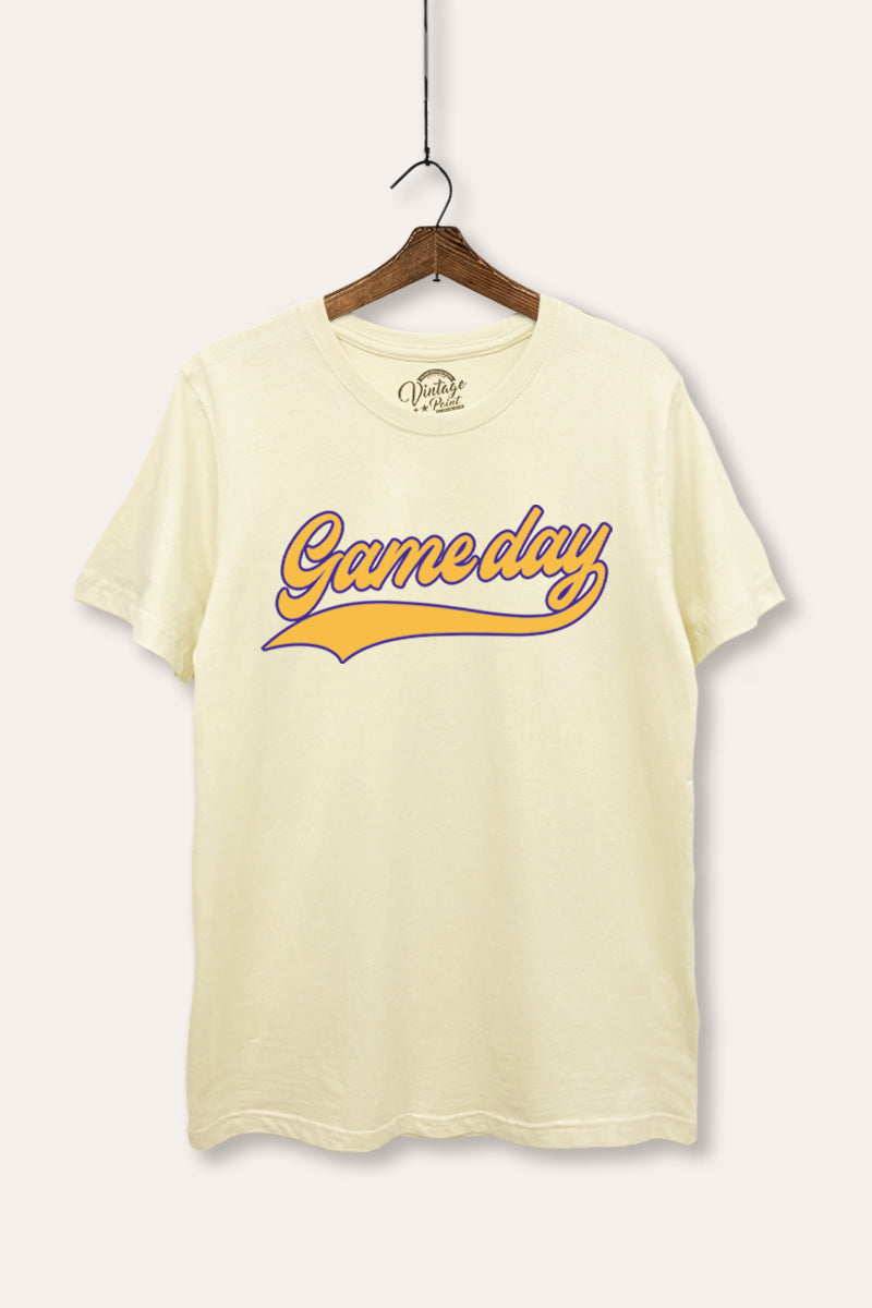 "game day" varsity graphic women's basic tee
