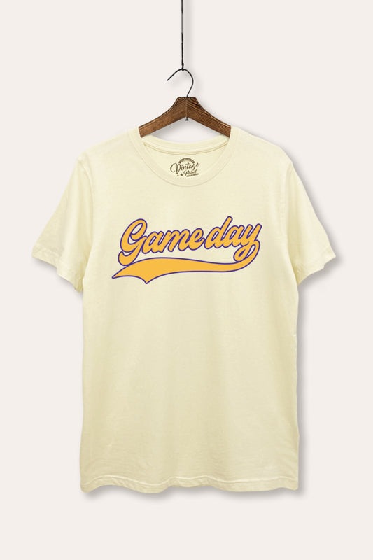 "game day" varsity graphic women's basic tee