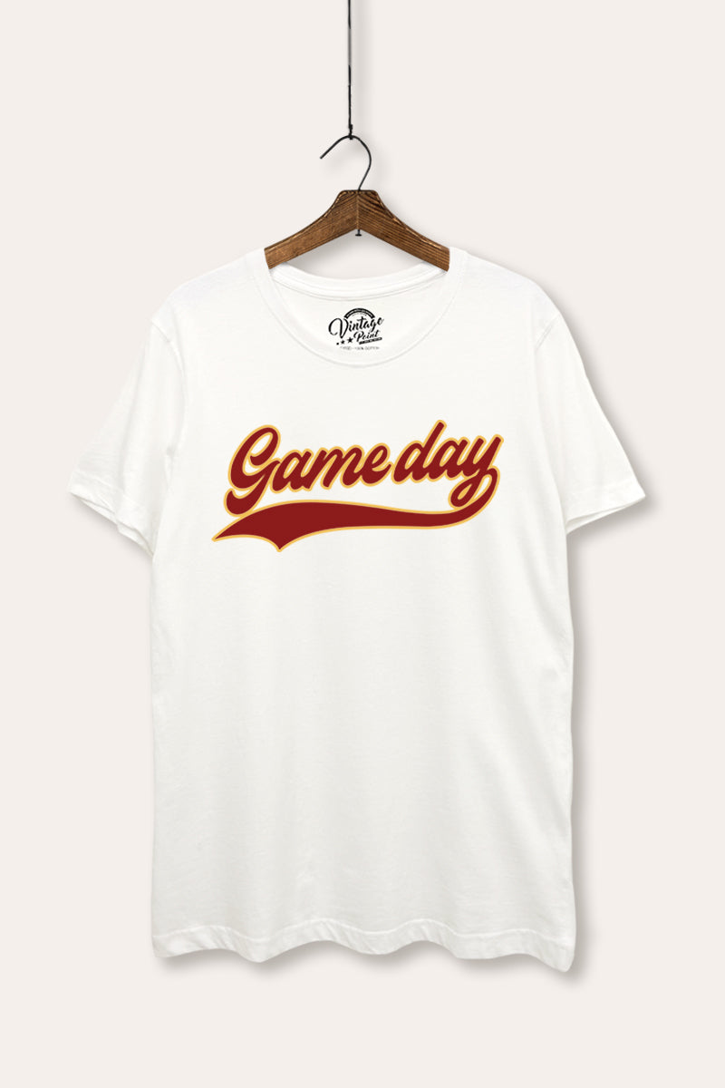 "game day" varsity graphic women's basic tee