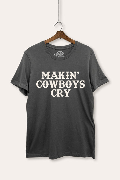 Makin' Cowboys Cry Western Graphic Women's Basic Casual Tee