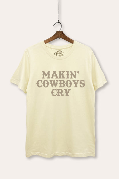 Makin' Cowboys Cry Western Graphic Women's Basic Casual Tee