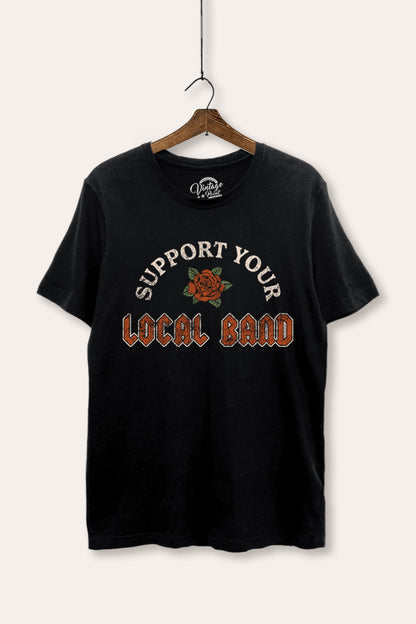 Support Your Local Band Rose Graphic Women's Basic Casual Tee