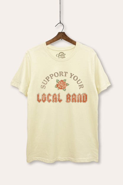 Support Your Local Band Rose Graphic Women's Basic Casual Tee