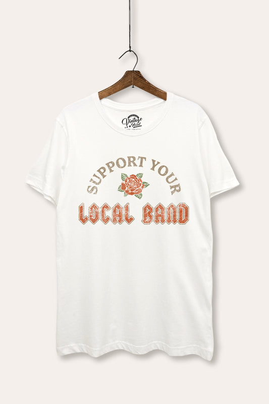 Support Your Local Band Rose Graphic Women's Basic Casual Tee