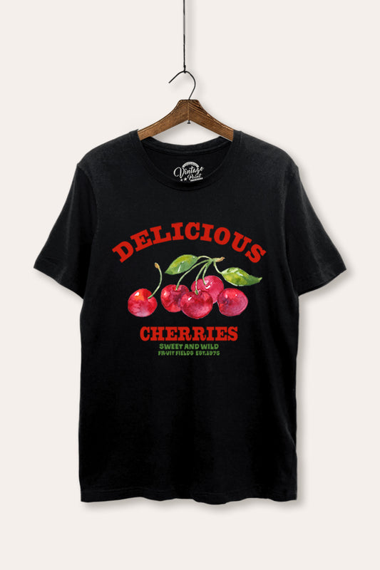 Delicious Cherries Fruit Graphic Women's Basic Casual Tee