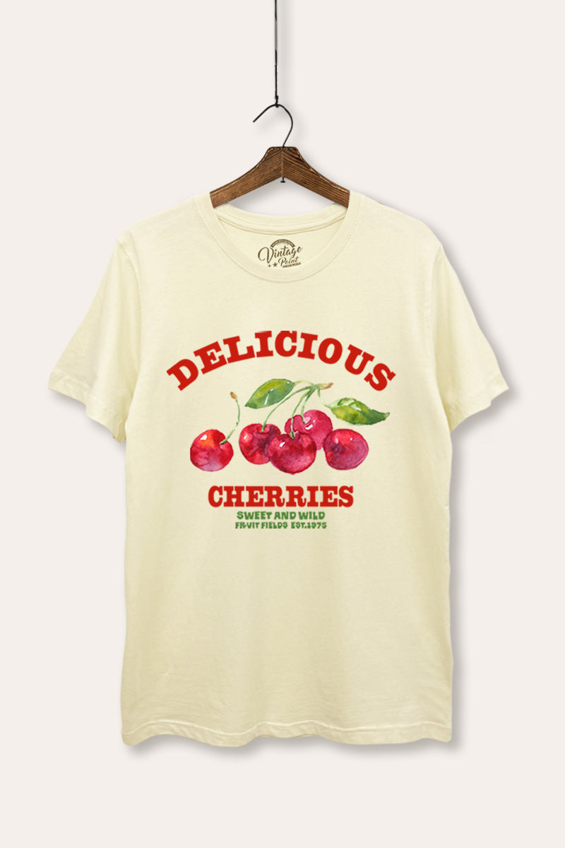 Delicious Cherries Fruit Graphic Women's Basic Casual Tee