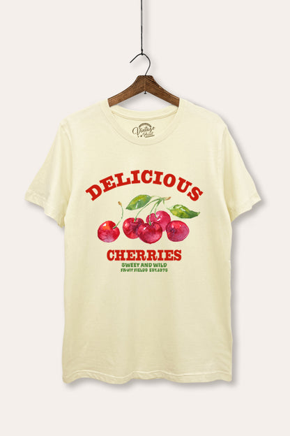 Delicious Cherries Fruit Graphic Women's Basic Casual Tee