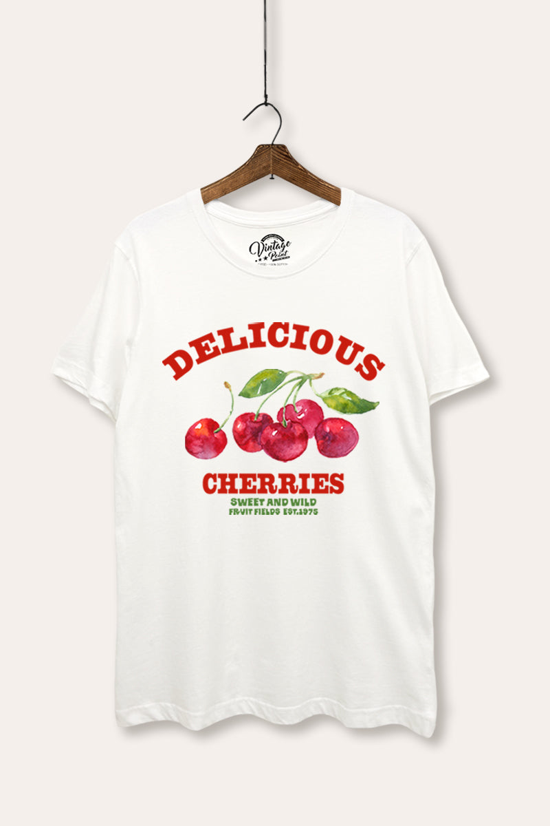 Delicious Cherries Fruit Graphic Women's Basic Casual Tee