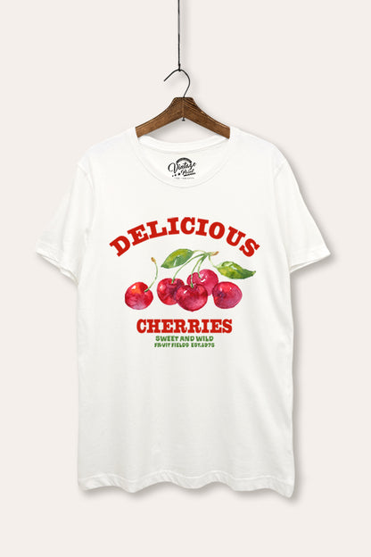 Delicious Cherries Fruit Graphic Women's Basic Casual Tee