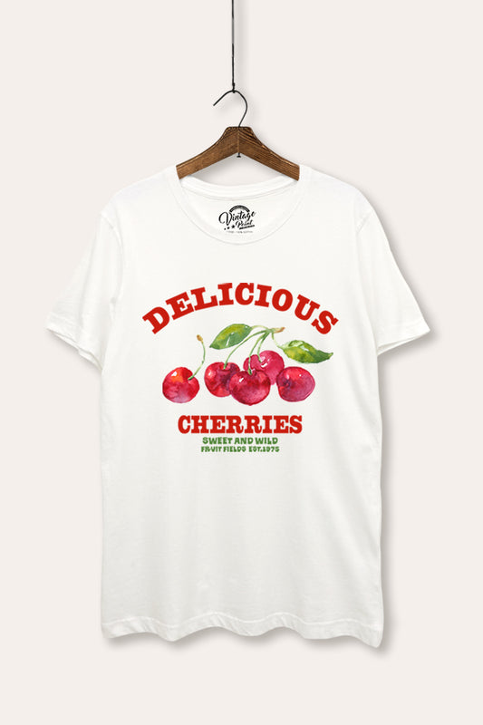 Delicious Cherries Fruit Graphic Women's Basic Casual Tee