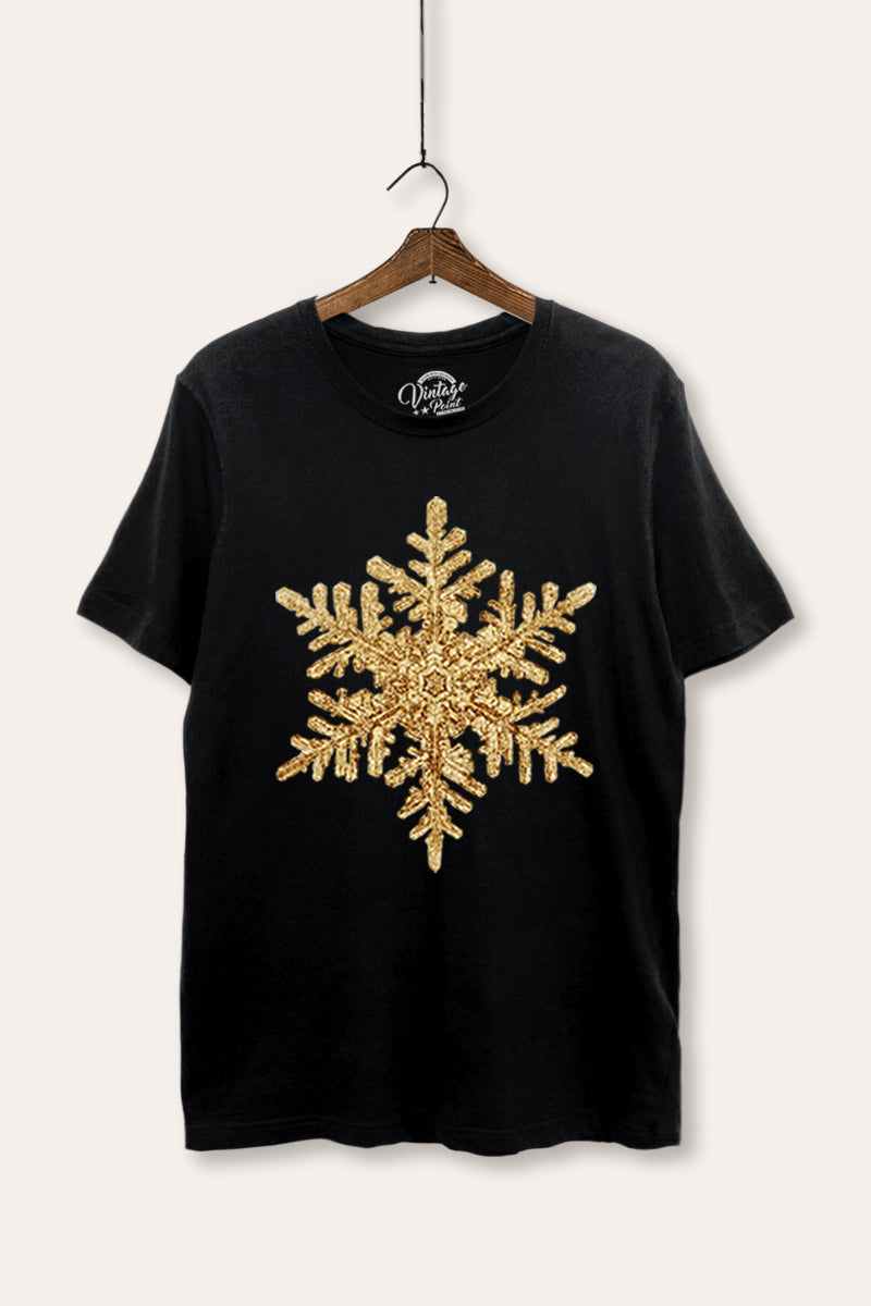 golden snowflake graphic women's basic tee