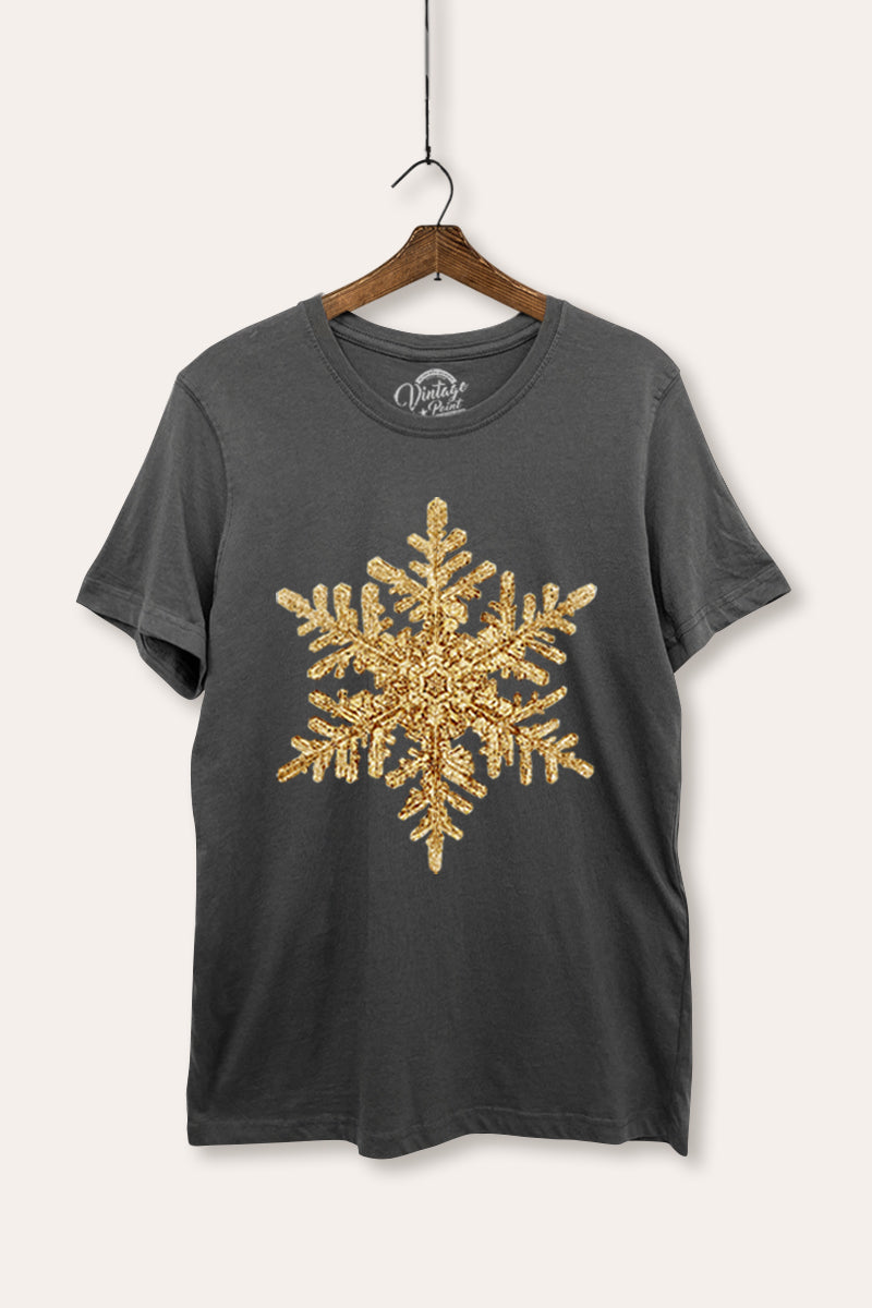 golden snowflake graphic women's basic tee