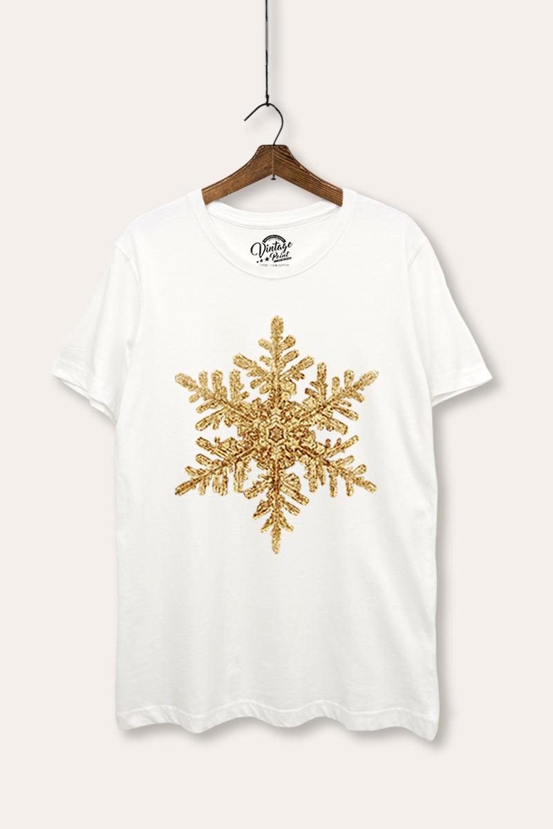 golden snowflake graphic women's basic tee