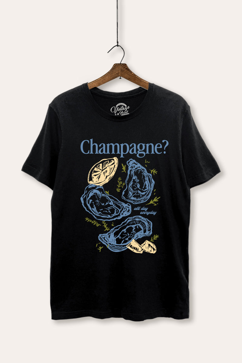 Champagne Oyster Coastal Graphic Women's Basic Casual Tee