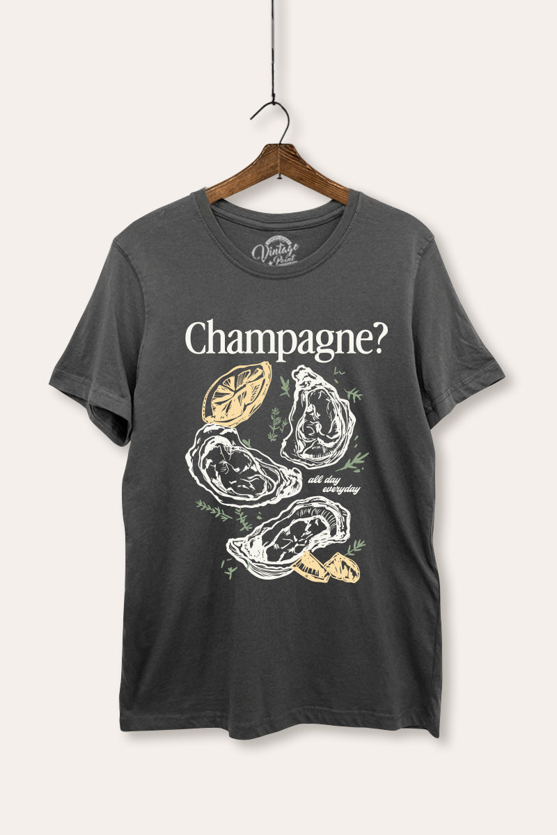 Champagne Oyster Coastal Graphic Women's Basic Casual Tee