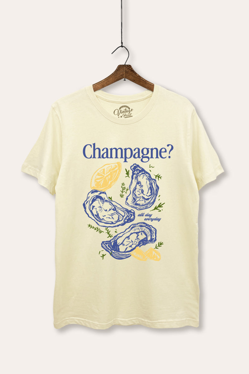 Champagne Oyster Coastal Graphic Women's Basic Casual Tee