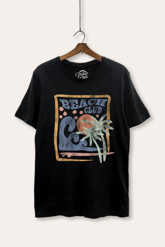 "beach club" graphic women's basic tee