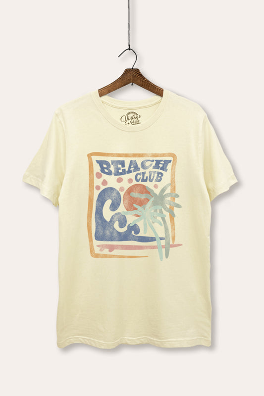 "beach club" graphic women's basic tee