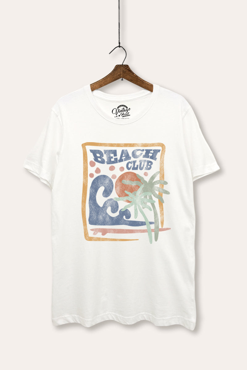 Beach Club Coastal Graphic Women's Basic Casual Tee