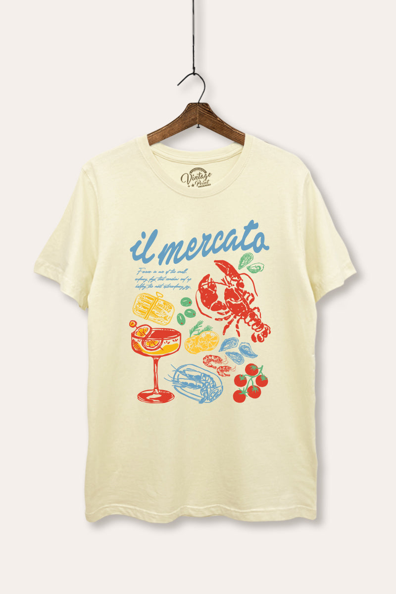 The Market Lobster Coastal Graphic Women's Basic Casual Tee