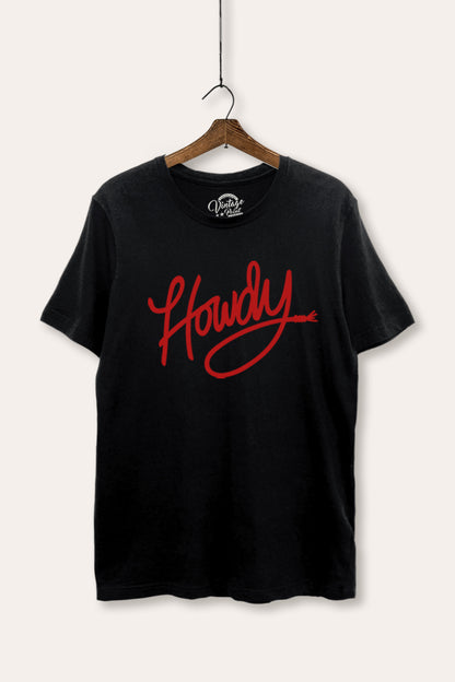 Howdy Cursive Western Graphic Women's Basic Casual Tee