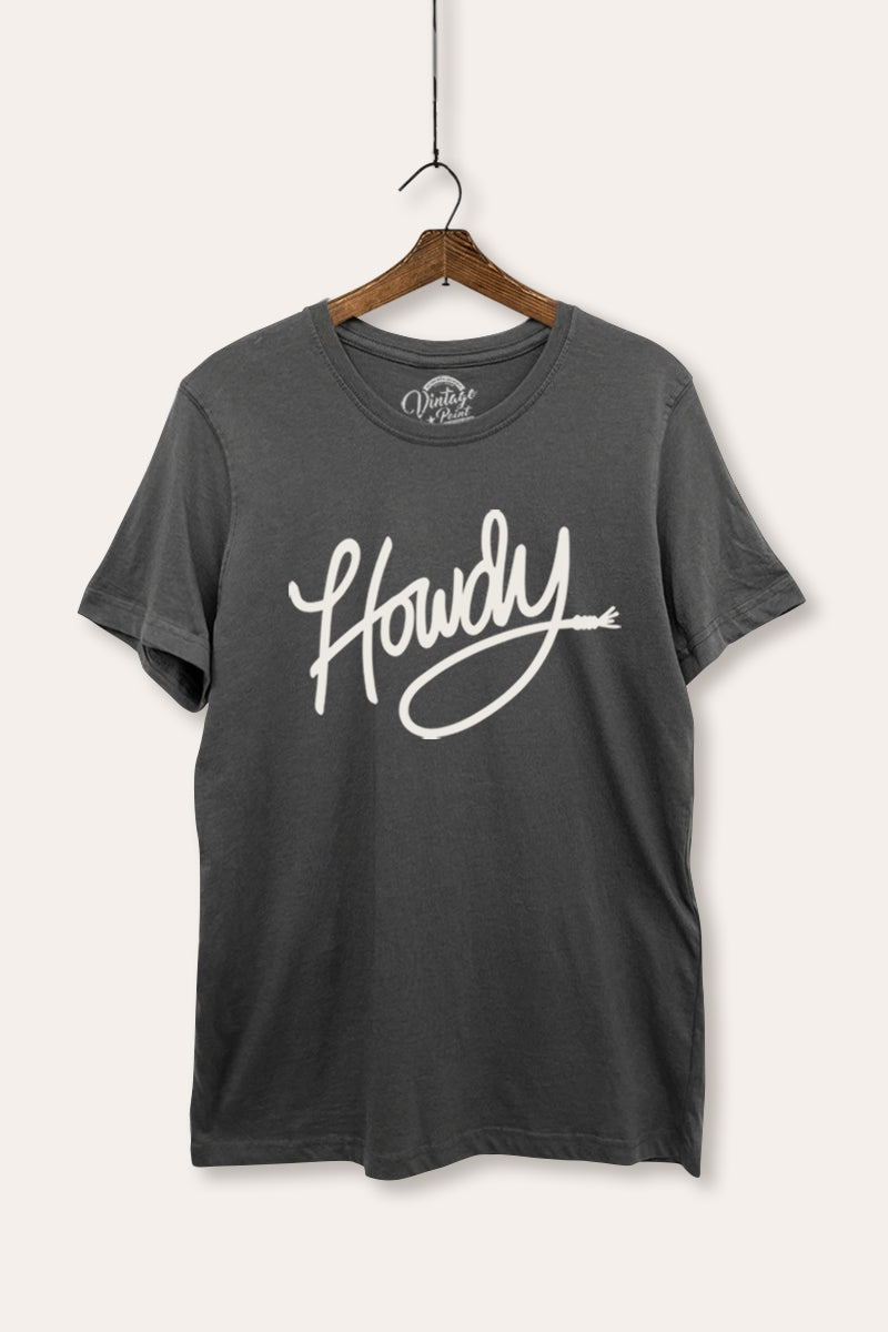 Howdy Cursive Western Graphic Women's Basic Casual Tee