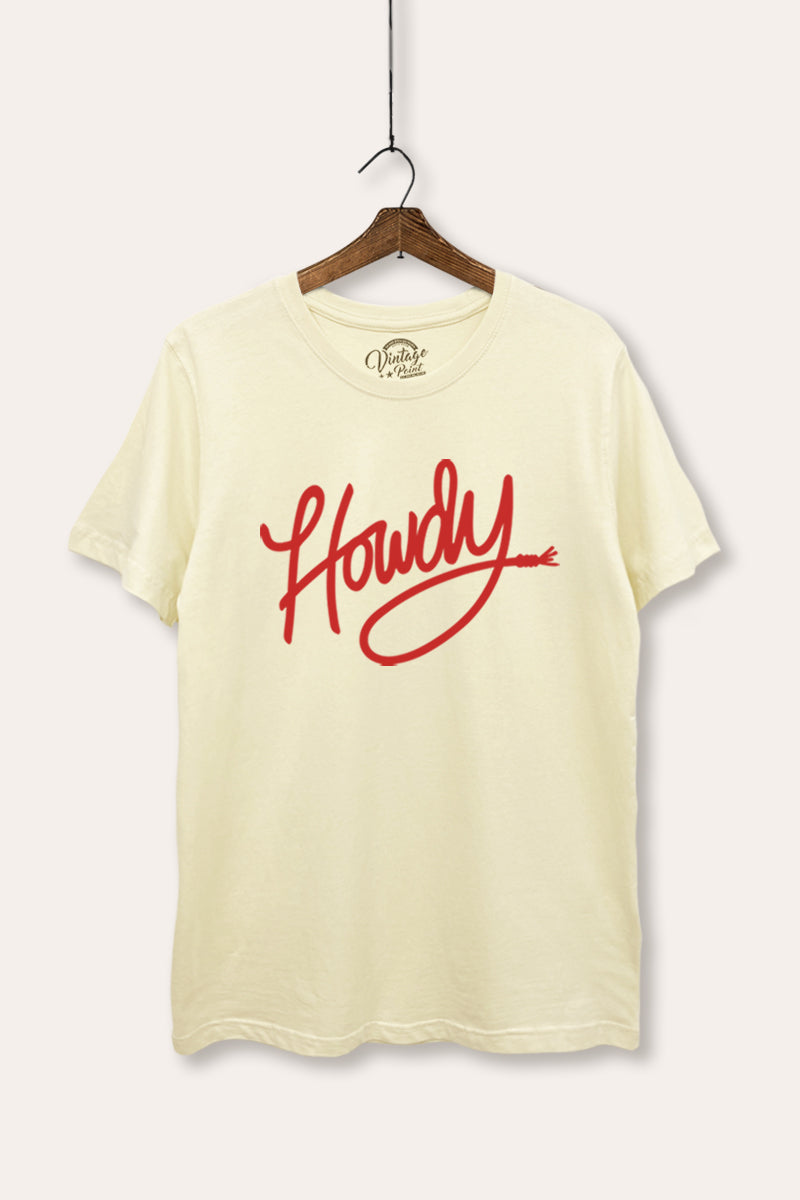 Howdy Cursive Western Graphic Women's Basic Casual Tee