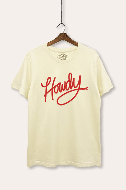 Howdy Cursive Western Graphic Women's Basic Casual Tee