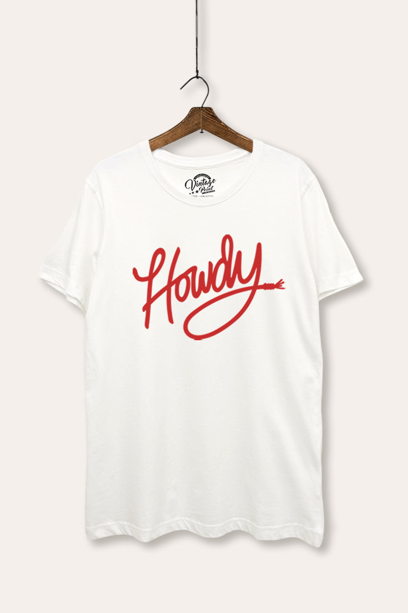 Howdy Cursive Western Graphic Women's Basic Casual Tee