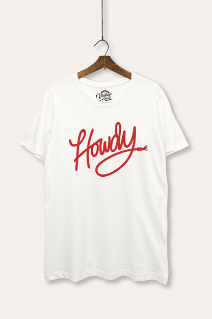Howdy Cursive Western Graphic Women's Basic Casual Tee
