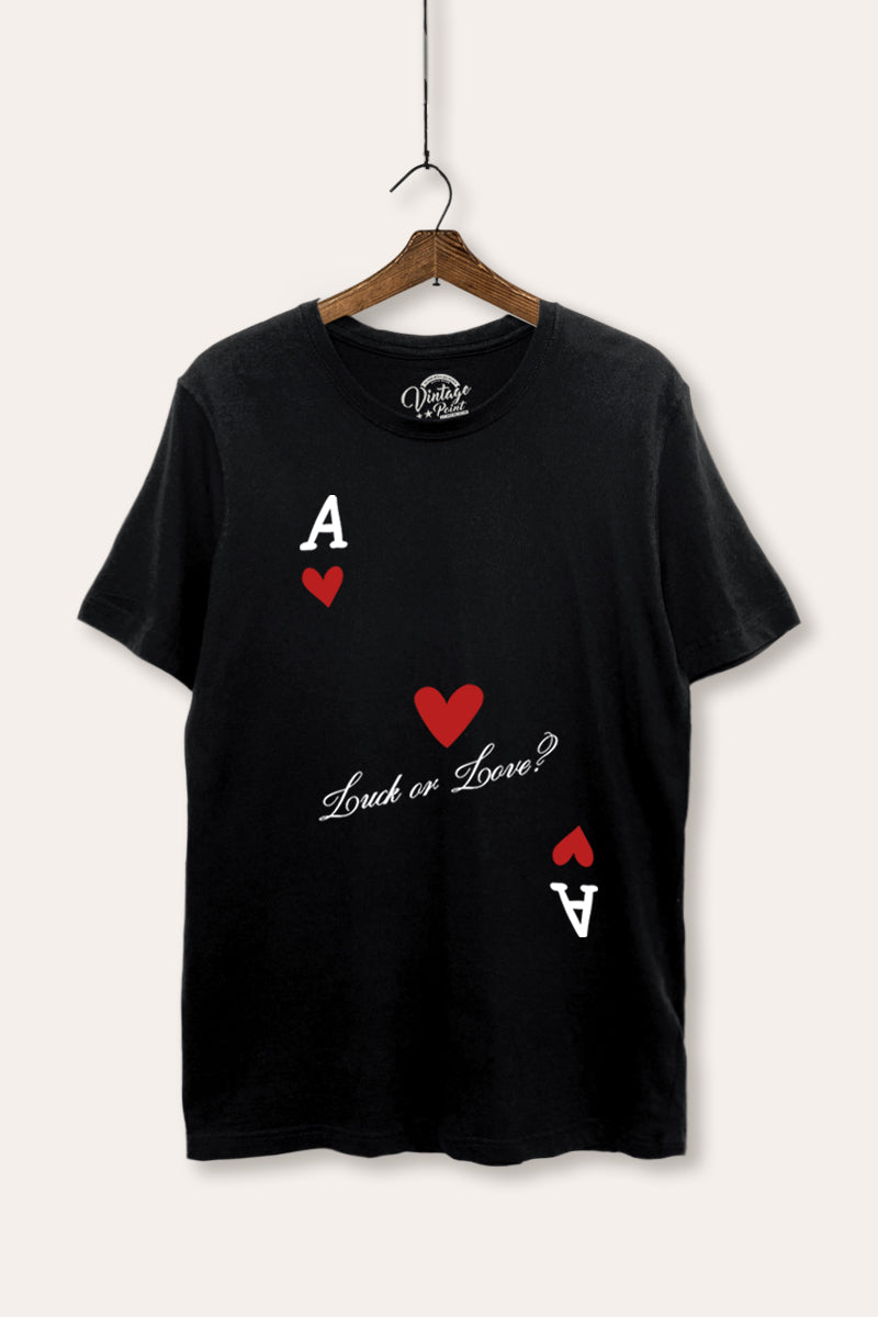 Ace Of Hearts "Luck Or Love?" Graphic Women's Basic Casual Tee