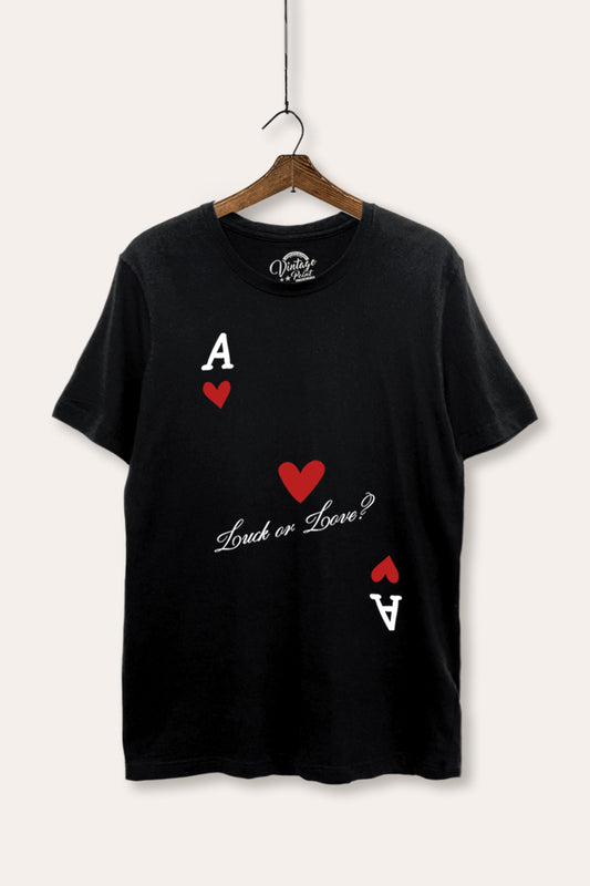 "luck or love" graphic women's basic tee